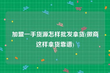 加盟一手货源怎样批发拿货(微商这样拿货靠谱)