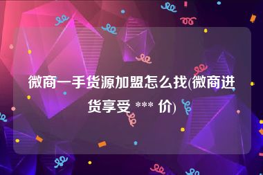 微商一手货源加盟怎么找(微商进货享受 *** 价)