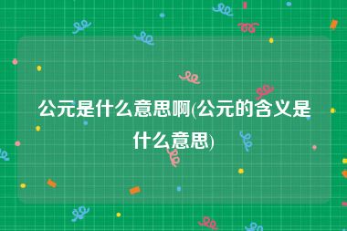 公元是什么意思啊(公元的含义是什么意思)