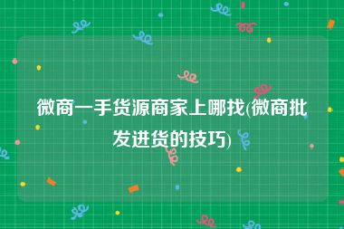 微商一手货源商家上哪找(微商批发进货的技巧)