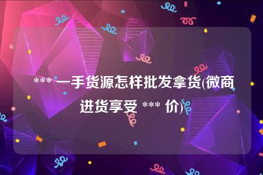  *** 一手货源怎样批发拿货(微商进货享受 *** 价)