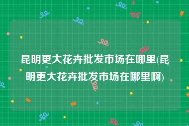昆明更大花卉批发市场在哪里(昆明更大花卉批发市场在哪里啊)