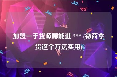 加盟一手货源哪能进 *** (微商拿货这个方法实用)