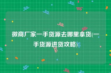 微商厂家一手货源去哪里拿货(一手货源进货攻略)