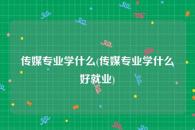 传媒专业学什么(传媒专业学什么好就业)