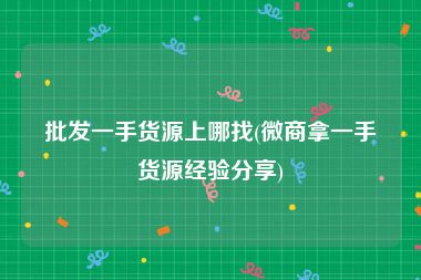 批发一手货源上哪找(微商拿一手货源经验分享)
