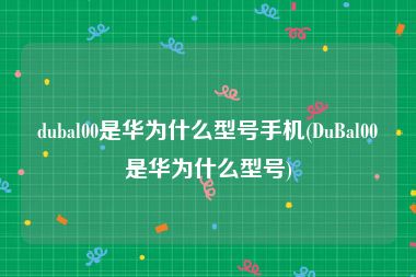 dubal00是华为什么型号手机(DuBal00是华为什么型号)