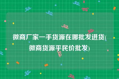 微商厂家一手货源在哪批发进货(微商货源平民价批发)