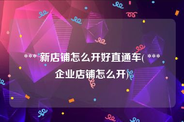  *** 新店铺怎么开好直通车( *** 企业店铺怎么开)