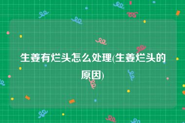 生姜有烂头怎么处理(生姜烂头的原因)
