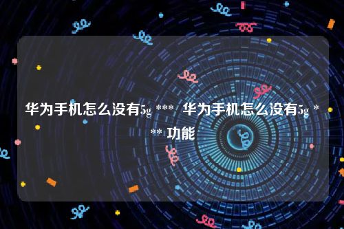 华为手机怎么没有5g ***  华为手机怎么没有5g *** 功能