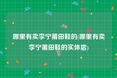 哪里有卖李宁莆田鞋的(哪里有卖李宁莆田鞋的实体店)