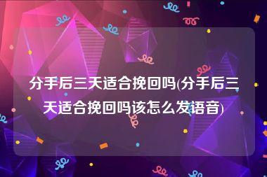 分手后三天适合挽回吗(分手后三天适合挽回吗该怎么发语音)