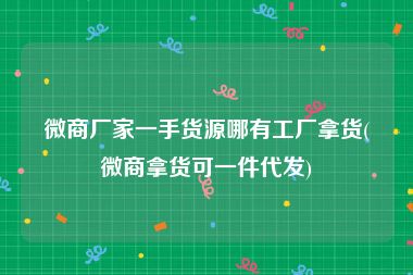 微商厂家一手货源哪有工厂拿货(微商拿货可一件代发)