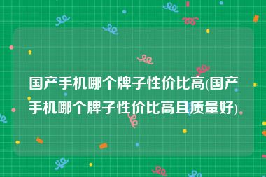 国产手机哪个牌子性价比高(国产手机哪个牌子性价比高且质量好)