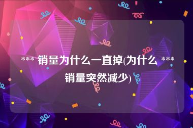  *** 销量为什么一直掉(为什么 *** 销量突然减少)
