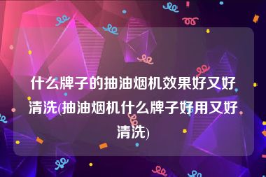 什么牌子的抽油烟机效果好又好清洗(抽油烟机什么牌子好用又好清洗)