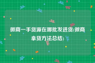 微商一手货源在哪批发进货(微商拿货方法总结)