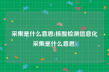 采集是什么意思(核酸检测信息化采集是什么意思)