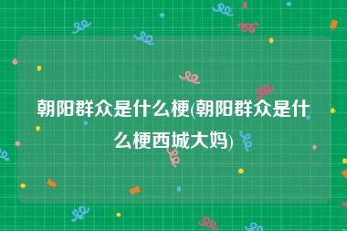 朝阳群众是什么梗(朝阳群众是什么梗西城大妈)
