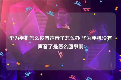 华为手机怎么没有声音了怎么办 华为手机没有声音了是怎么回事啊