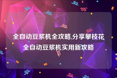 全自动豆浆机全攻略,分享攀枝花全自动豆浆机实用新攻略