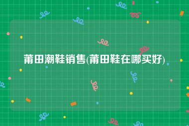 莆田潮鞋销售(莆田鞋在哪买好)