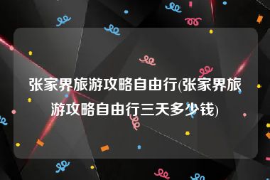 张家界旅游攻略自由行(张家界旅游攻略自由行三天多少钱)