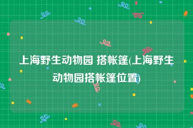 上海野生动物园 搭帐篷(上海野生动物园搭帐篷位置)