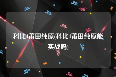 科比4莆田纯原(科比4莆田纯原能实战吗)