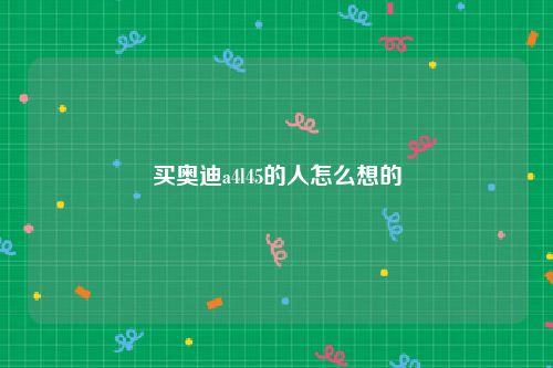 买奥迪a4l45的人怎么想的