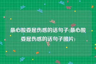 最心酸委屈伤感的话句子(最心酸委屈伤感的话句子图片)