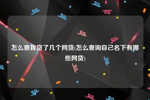 怎么查我贷了几个网贷(怎么查询自己名下有哪些网贷)