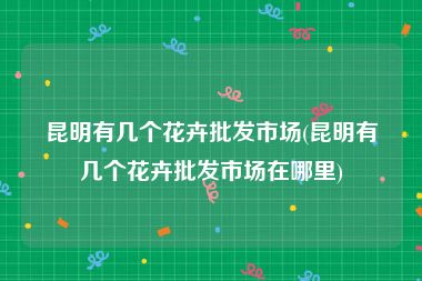 昆明有几个花卉批发市场(昆明有几个花卉批发市场在哪里)