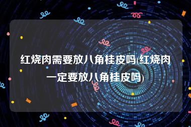 红烧肉需要放八角桂皮吗(红烧肉一定要放八角桂皮吗)