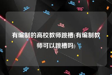 有编制的高校教师跳槽(有编制教师可以跳槽吗)
