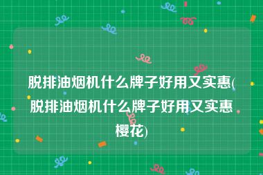 脱排油烟机什么牌子好用又实惠(脱排油烟机什么牌子好用又实惠樱花)