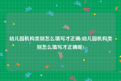 幼儿园机构类别怎么填写才正确(幼儿园机构类别怎么填写才正确呢)