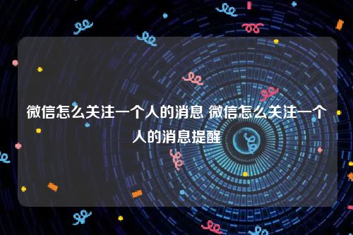 微信怎么关注一个人的消息 微信怎么关注一个人的消息提醒