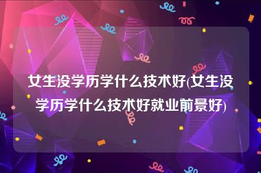 女生没学历学什么技术好(女生没学历学什么技术好就业前景好)