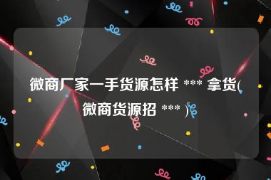 微商厂家一手货源怎样 *** 拿货(微商货源招 *** )