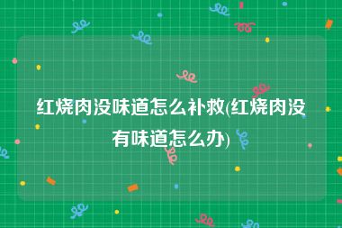 红烧肉没味道怎么补救(红烧肉没有味道怎么办)