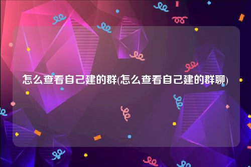 怎么查看自己建的群(怎么查看自己建的群聊)