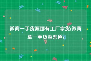 微商一手货源哪有工厂拿货(微商拿一手货源渠道)