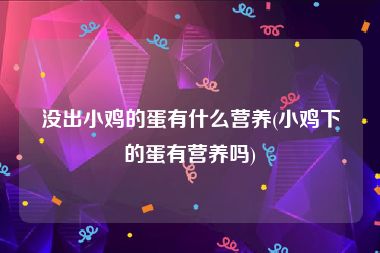 没出小鸡的蛋有什么营养(小鸡下的蛋有营养吗)