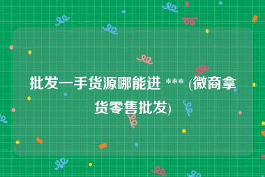 批发一手货源哪能进 *** (微商拿货零售批发)