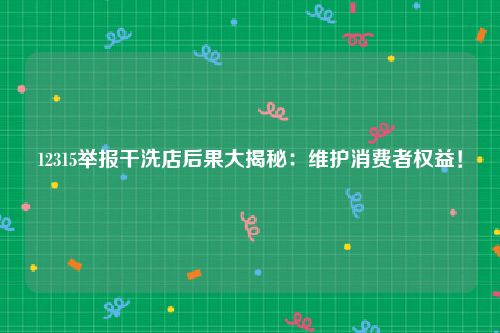 12315举报干洗店后果大揭秘：维护消费者权益！