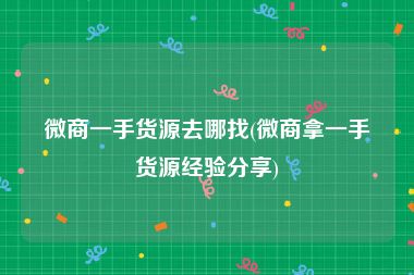 微商一手货源去哪找(微商拿一手货源经验分享)
