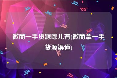 微商一手货源哪儿有(微商拿一手货源渠道)