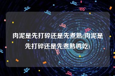 肉泥是先打碎还是先煮熟(肉泥是先打碎还是先煮熟再吃)